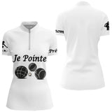 Polo Pétanque Blanc Personnalisé - Je Pointe - Polo Zippé Femme