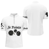 Polo Pétanque Blanc Personnalisé - Je Pointe - Polo Zippé Homme