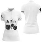 Polo Pétanque Blanc Personnalisé - Je Tire - Polo Zippé Femme