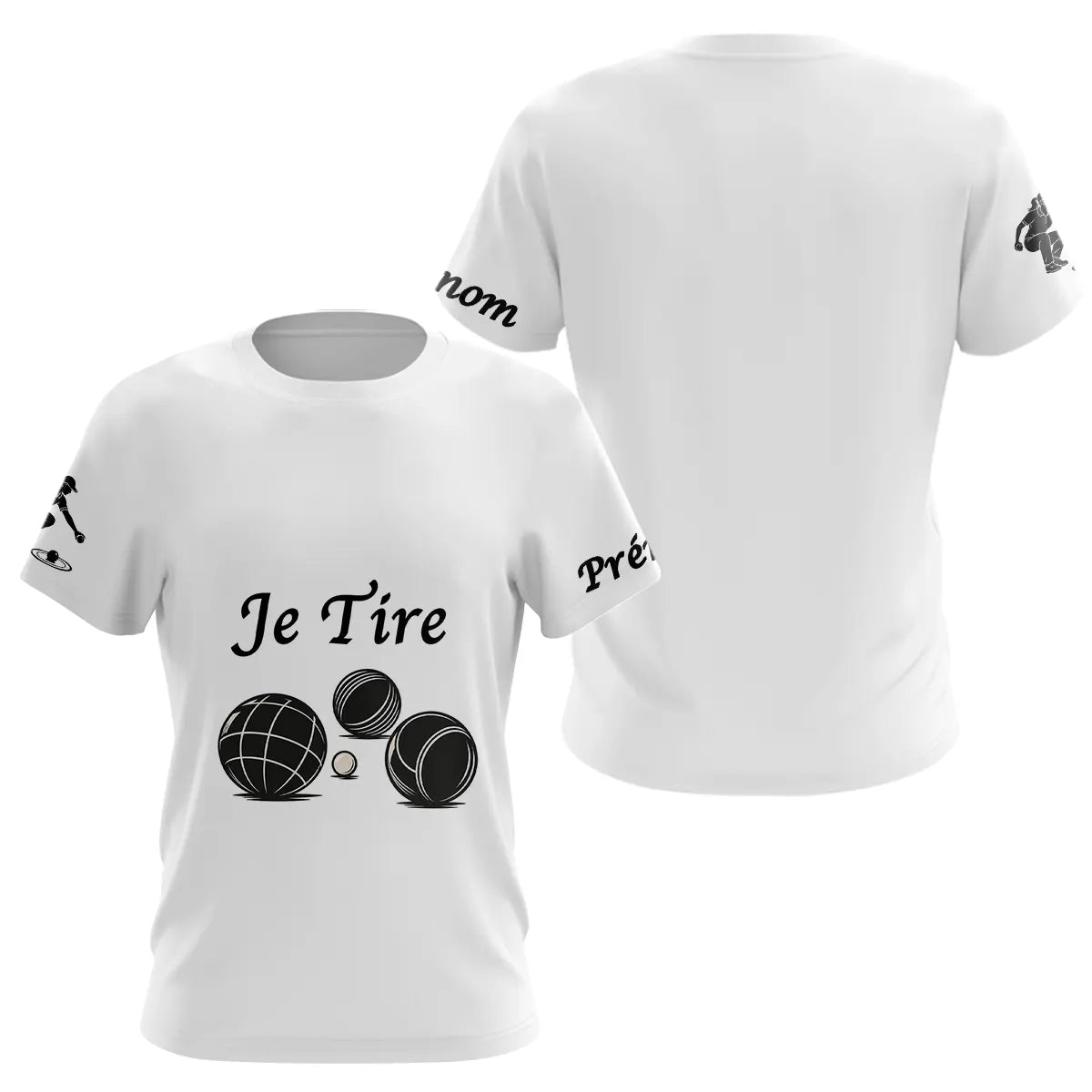 Polo Pétanque Blanc Personnalisé - Je Tire - T-Shirt Femme