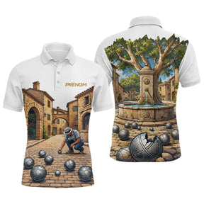 Polo Pétanque Blanc Personnalisé - Sud & Boules - Polo Homme