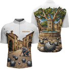 Polo Pétanque Blanc Personnalisé - Sud & Boules - Polo Zippé Homme