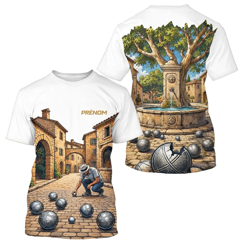 Polo Pétanque Blanc Personnalisé - Sud & Boules - T-Shirt Homme