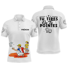 Polo Pétanque Blanc Personnalisé - Tu Tires ou Tu Pointes - Polo Homme