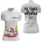 Polo Pétanque Blanc Personnalisé - Tu Tires ou Tu Pointes - Polo Zippé Femme
