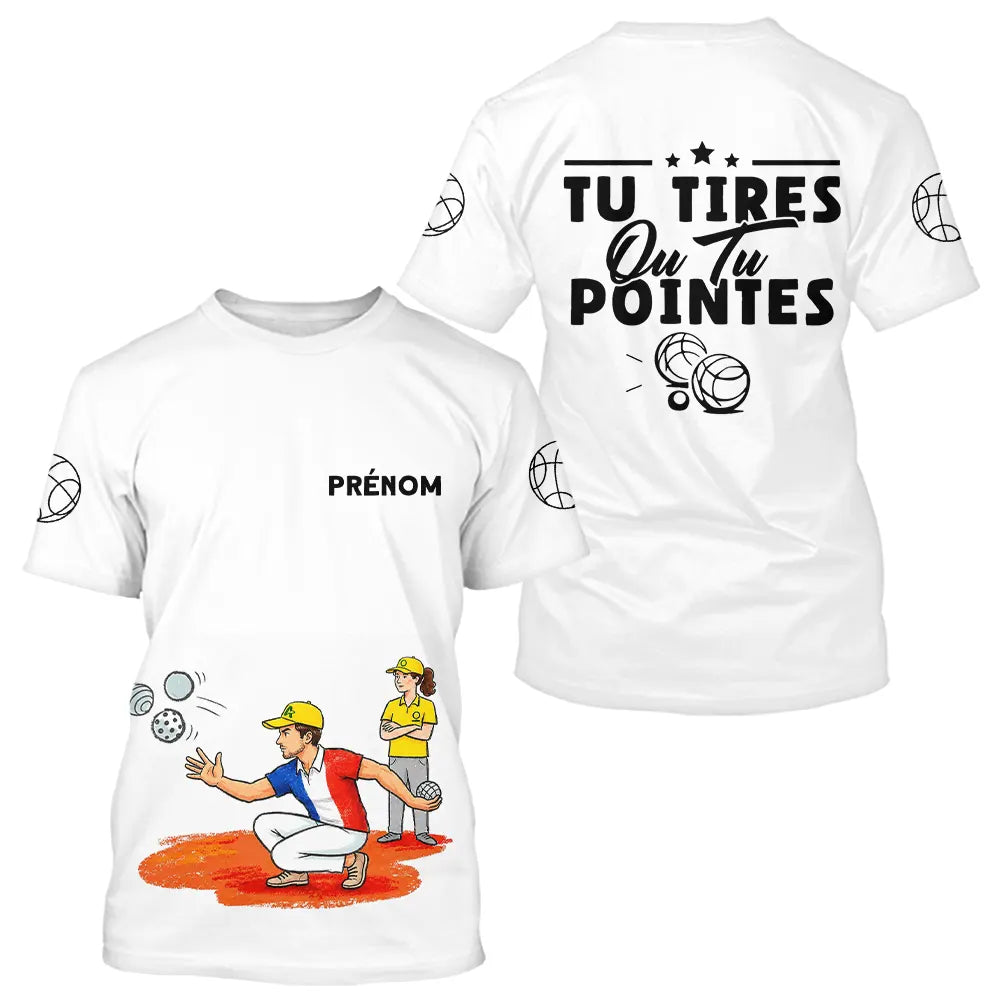 Polo Pétanque Blanc Personnalisé - Tu Tires ou Tu Pointes - T-Shirt Homme