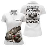 Polo Pétanque Blanc Personnalisé Apéro - Drôle Boules - Polo Femme