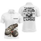Polo Pétanque Blanc Personnalisé Apéro - Drôle Boules - Polo Homme