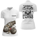 Polo Pétanque Blanc Personnalisé Apéro - Drôle Boules - Polo Zippé Femme