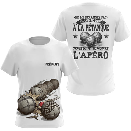 Polo Pétanque Blanc Personnalisé Apéro - Drôle Boules - T-Shirt Femme
