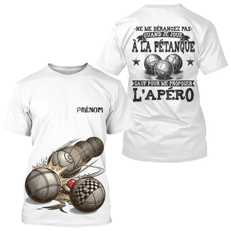 Polo Pétanque Blanc Personnalisé Apéro - Drôle Boules - T-Shirt Homme
