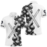 Polo Pétanque Blanc Prénom - Boules & Mètre Personnalisé - Polo Homme