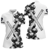 Polo Pétanque Blanc Prénom - Boules & Mètre Personnalisé - Polo Zippé Femme
