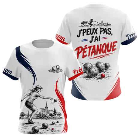Polo Pétanque Blanc Rouge Bleu - Design J'peux Pas J'ai - T-Shirt Femme