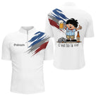 Polo Pétanque Blanc Tricolore & Bière - Drapeau Français - Polo Zippé Homme