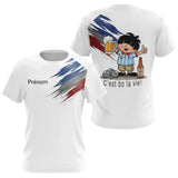 Polo Pétanque Blanc Tricolore & Bière - Drapeau Français - T-Shirt Femme