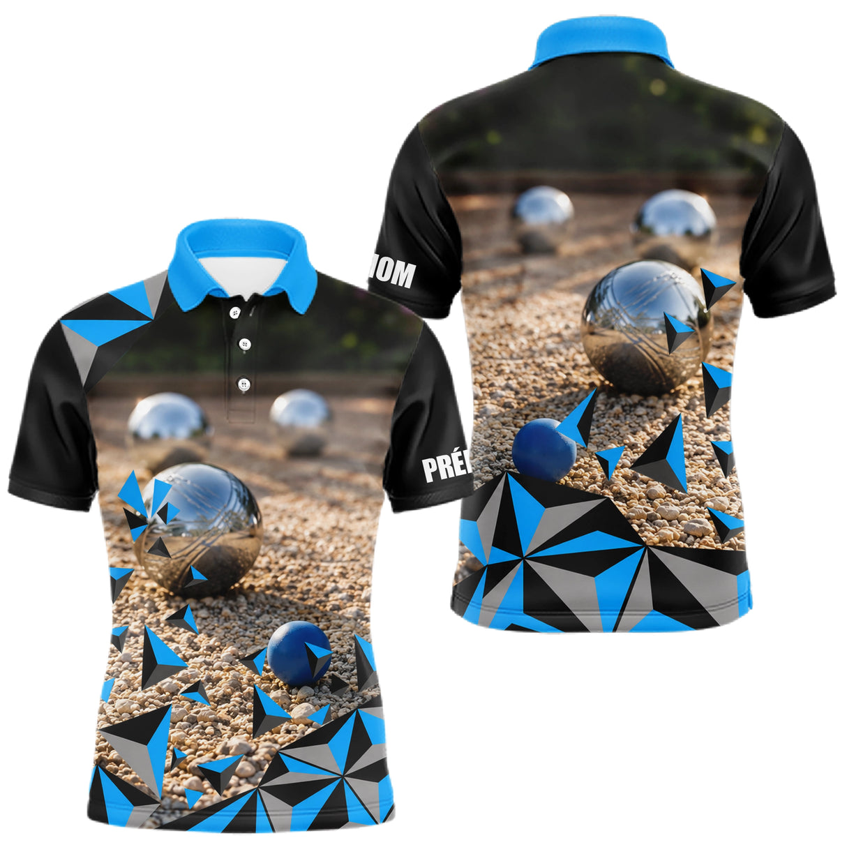 Polo Pétanque Bleu 3D Unique - Personnalisé Boulodrome- Polo Homme