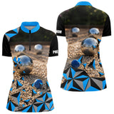 Polo Pétanque Bleu 3D Unique - Personnalisé Boulodrome- Polo Zippé Femme