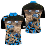 Polo Pétanque Bleu 3D Unique - Personnalisé Boulodrome- Polo Zippé Homme