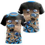 Polo Pétanque Bleu 3D Unique - Personnalisé Boulodrome- T-Shirt Femme
