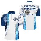 Polo Pétanque Bleu Blanc - L'art De La Précision Personnalisé - Polo Zippé Homme