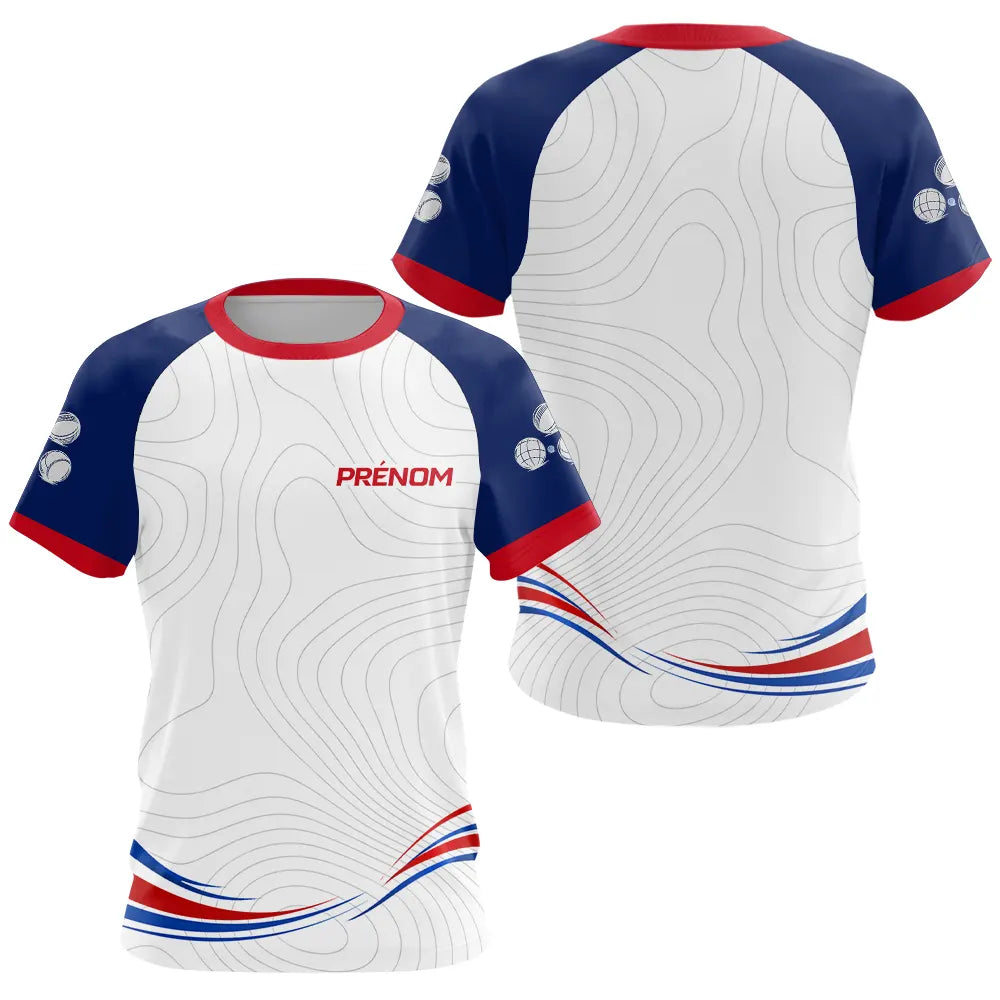 Polo Pétanque Bleu Blanc Homme Femme - Style Unique Prénom - T-Shirt Femme
