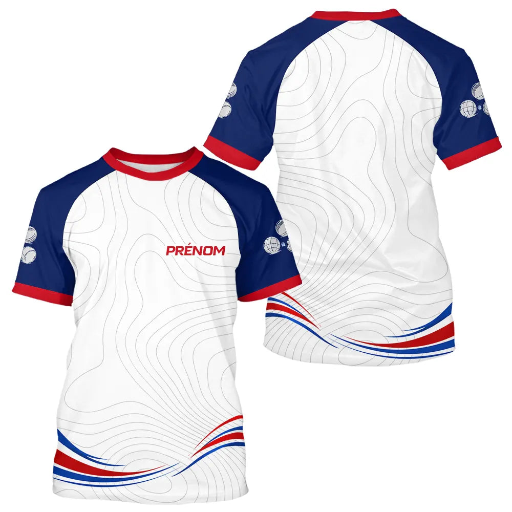 Polo Pétanque Bleu Blanc Homme Femme - Style Unique Prénom - T-Shirt Homme