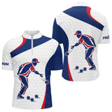Polo Pétanque Bleu Blanc Rouge - Performance & Style Homme - Polo Zippé Homme