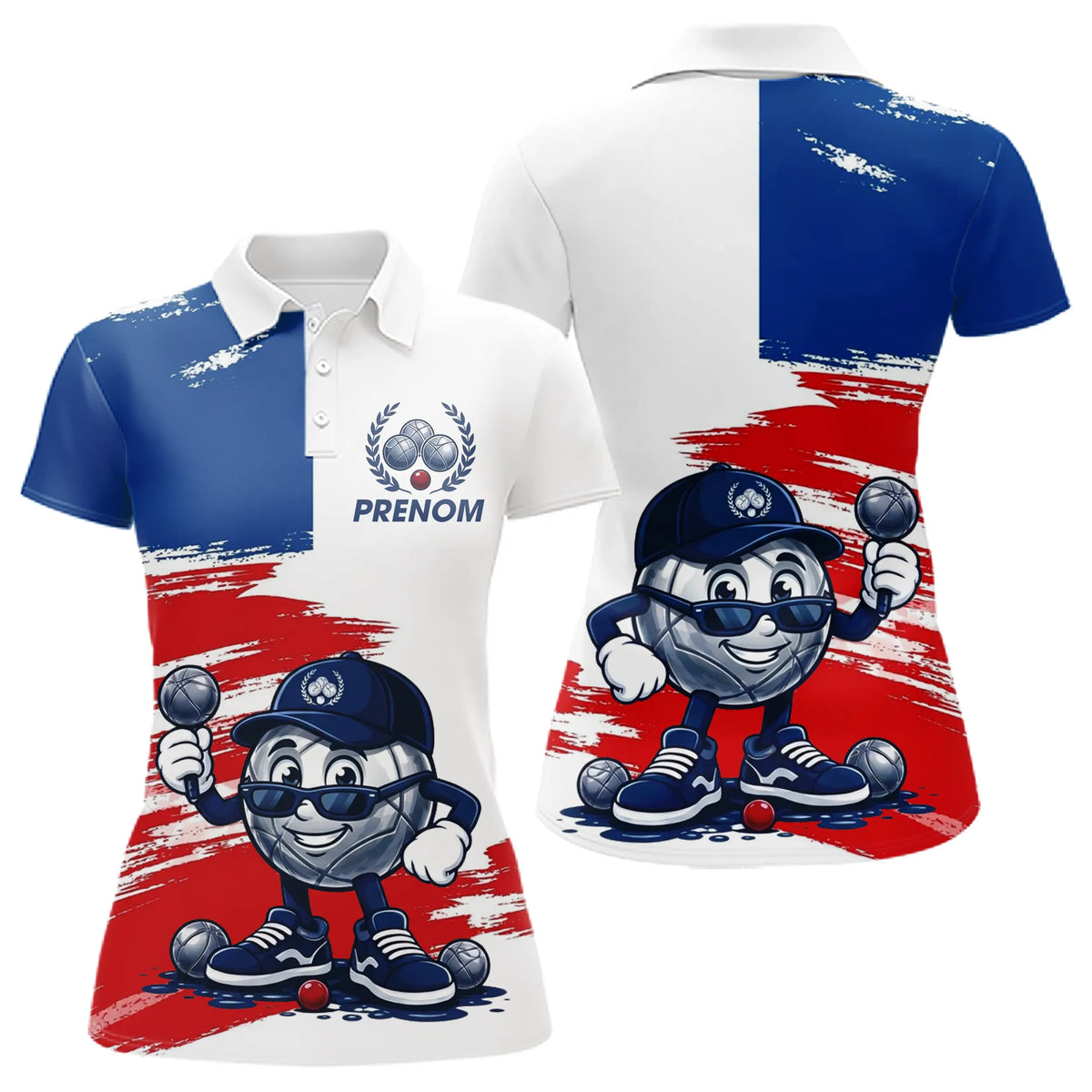 Polo Pétanque Bleu Blanc Rouge Sur Mesure - Bouliste Drapeau France - Polo Femme