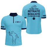 Polo Pétanque Bleu Ciel - Retraite Bouliste Personnalisé - Polo Zippé Homme