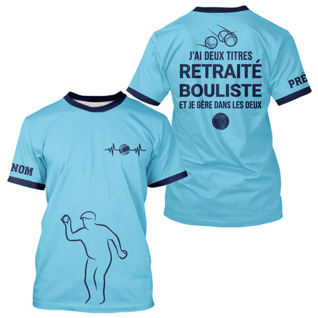Polo Pétanque Bleu Ciel - Retraite Bouliste Personnalisé - T-Shirt Homme