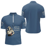 Polo Pétanque Bleu Gris Homme - Apéro & Humour Club Boules - Polo Zippé Homme
