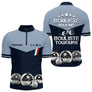 Polo Pétanque Bleu Gris Personnalisé - Bouliste Toujours France - Polo Zippé Homme