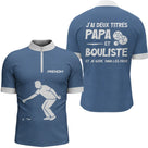 Polo Pétanque Bleu Homme - Personnalisé Papa Bouliste - Polo Zippé Homme