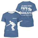 Polo Pétanque Bleu Homme - Personnalisé Papa Bouliste - T-Shirt Homme