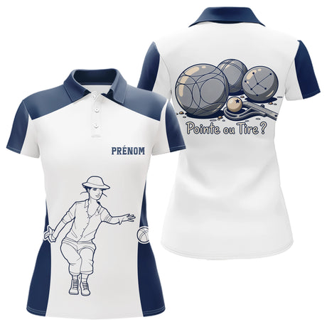 Polo Pétanque Bleu Homme Femme - Pointe ou Tire Personnalisé - Polo Femme