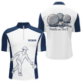 Polo Pétanque Bleu Homme Femme - Pointe ou Tire Personnalisé - Polo Zippé Homme