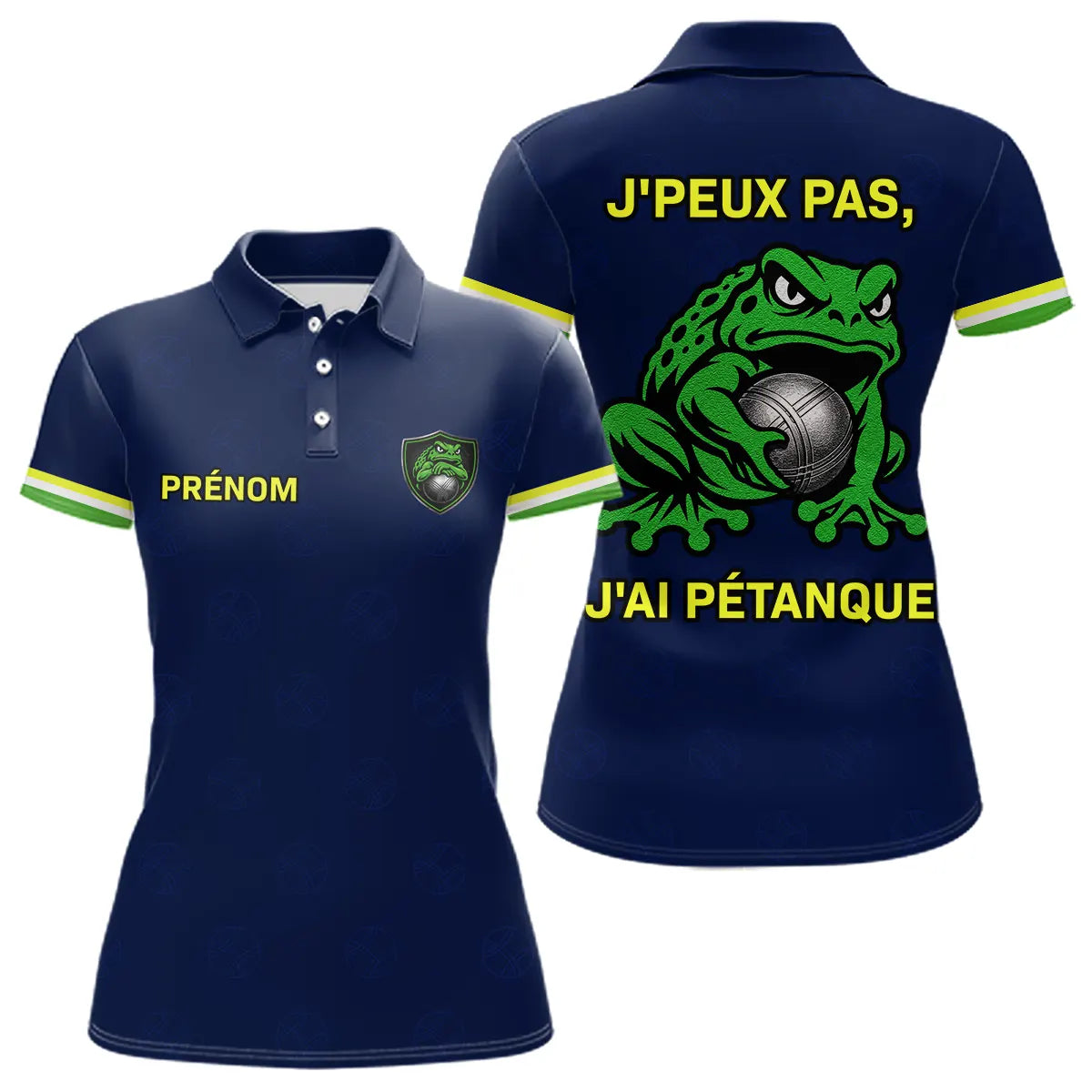 Polo Pétanque Bleu "J'peux Pas J'ai" - Fun Grenouille - Polo Femme
