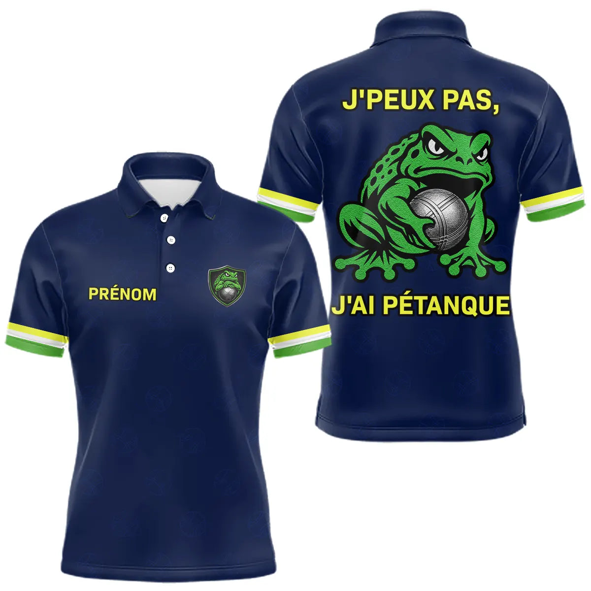 Polo Pétanque Bleu "J'peux Pas J'ai" - Fun Grenouille - Polo Homme