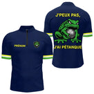Polo Pétanque Bleu "J'peux Pas J'ai" - Fun Grenouille - Polo Zippé Homme