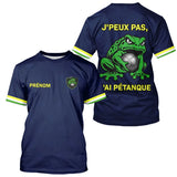 Polo Pétanque Bleu "J'peux Pas J'ai" - Fun Grenouille - T-Shirt Homme