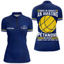 Polo Pétanque Bleu & Jaune – Style l'Humour Terrain - Polo Zippé Femme