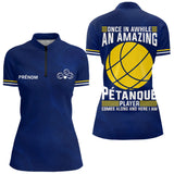 Polo Pétanque Bleu & Jaune – Style l'Humour Terrain - Polo Zippé Femme