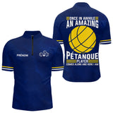 Polo Pétanque Bleu & Jaune – Style l'Humour Terrain - Polo Zippé Homme