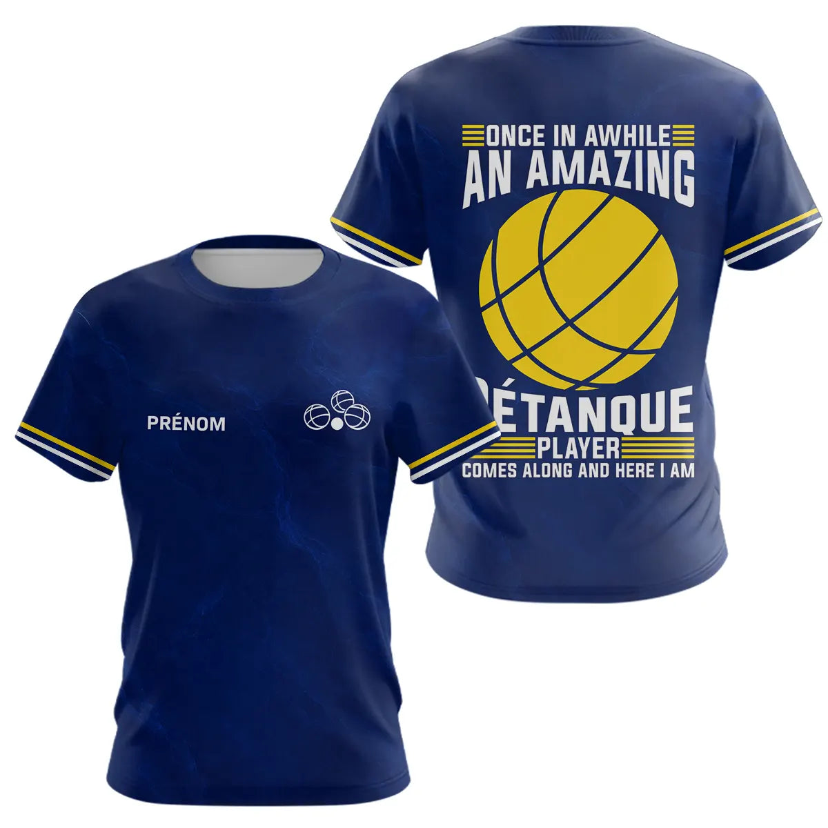 Polo Pétanque Bleu & Jaune – Style l'Humour Terrain - T-Shirt Femme