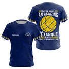 Polo Pétanque Bleu & Jaune – Style l'Humour Terrain - T-Shirt Femme
