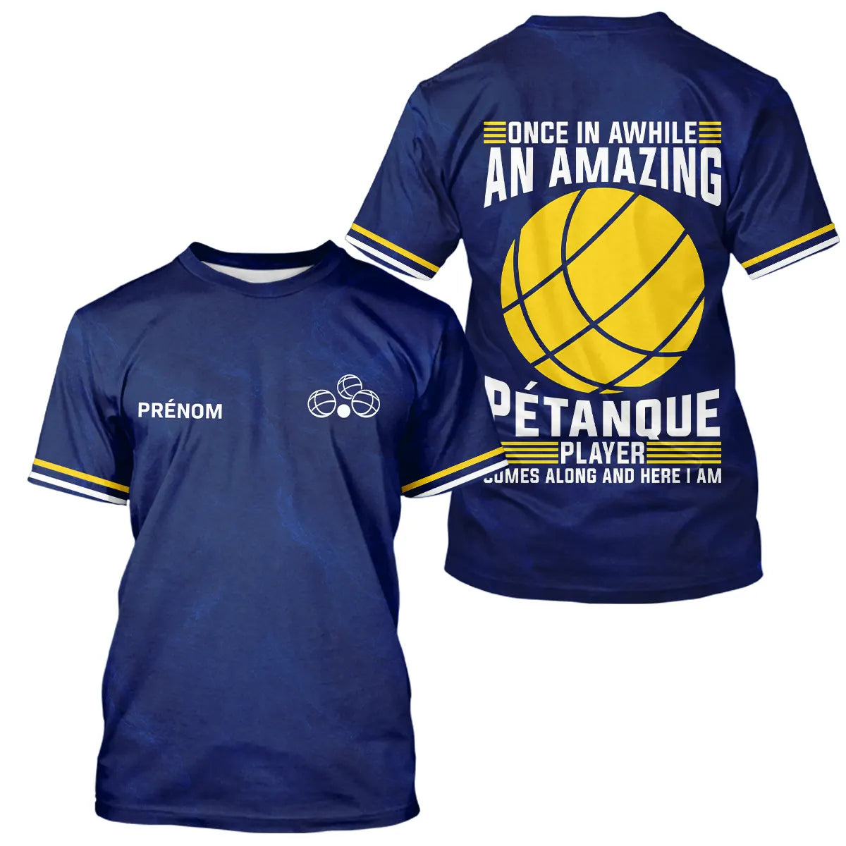 Polo Pétanque Bleu & Jaune – Style l'Humour Terrain - T-Shirt Homme