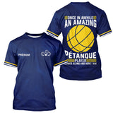 Polo Pétanque Bleu & Jaune – Style l'Humour Terrain - T-Shirt Homme