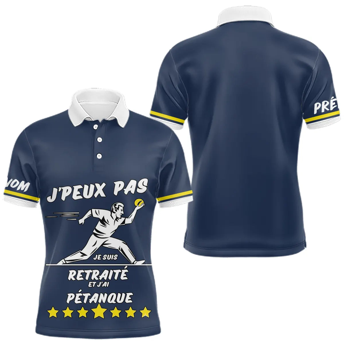 Polo Pétanque Bleu & Marine - Cadeau Retraite Homme Femme - Polo Homme