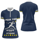 Polo Pétanque Bleu & Marine - Cadeau Retraite Homme Femme - Polo Zippé Femme